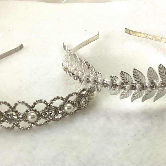 Silver Rhinestones Pearl Headbands Wedding Bride - Picture 4 of 5